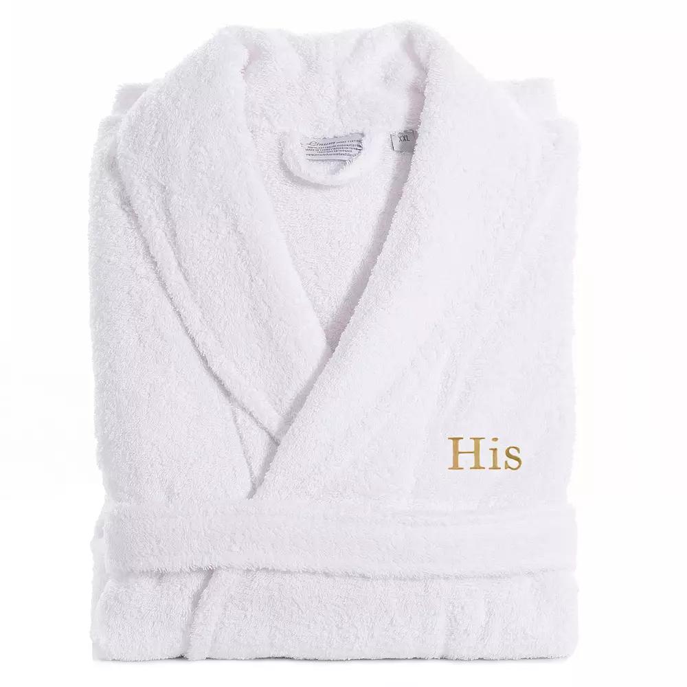 Men's Linum Home Textiles Turkish Cotton Embroidered ''His'' Terry Bathrobe,  Product Image