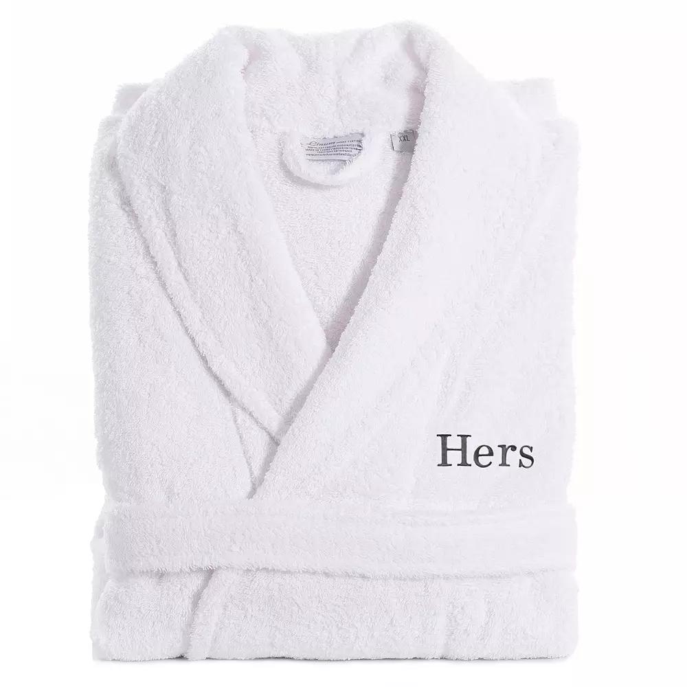 Women's Linum Home Textiles Turkish Cotton Embroidered ''Hers'' Terry Bathrobe,  Product Image