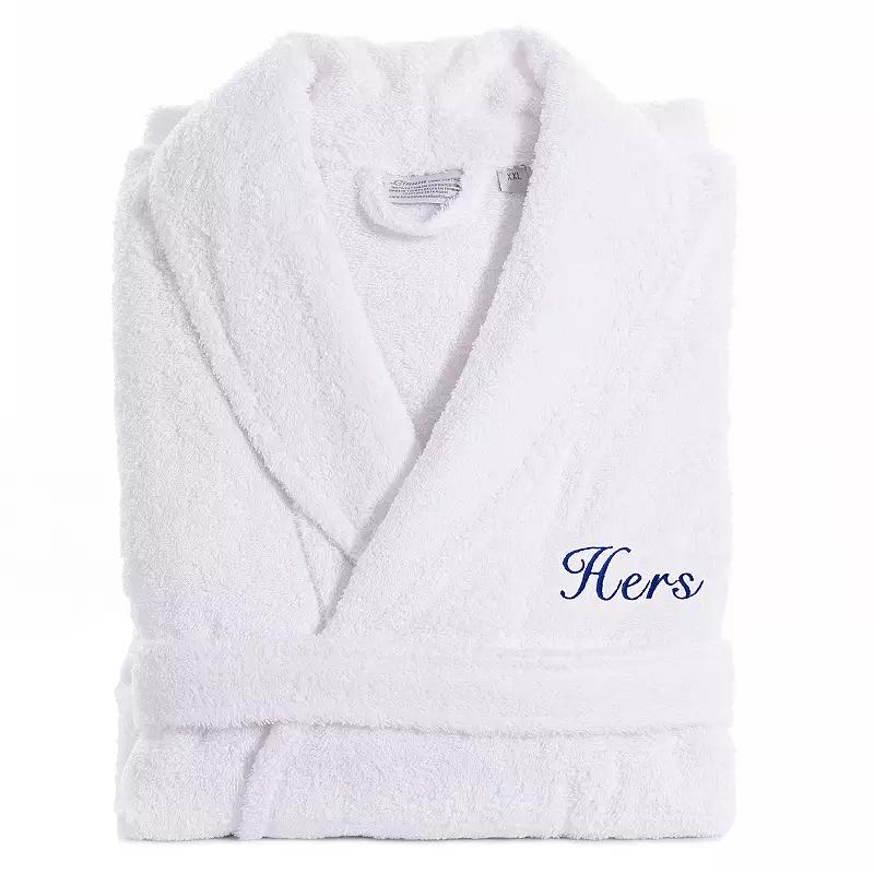 Women's Linum Home Textiles Turkish Cotton Embroidered Cursive ''Hers'' Terry Bathrobe,  Product Image