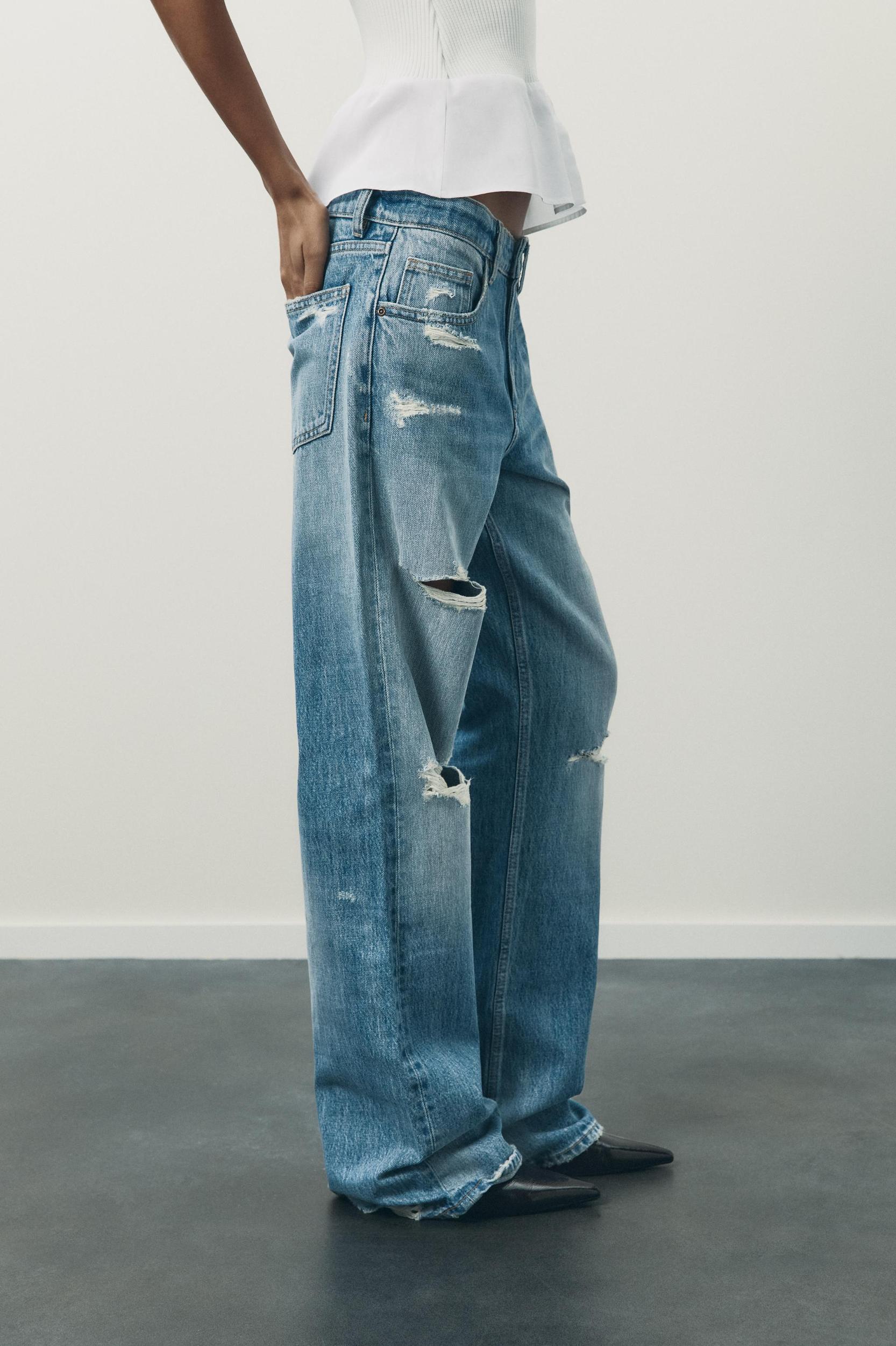 TRF RIPPED MID-RISE JEANS Product Image