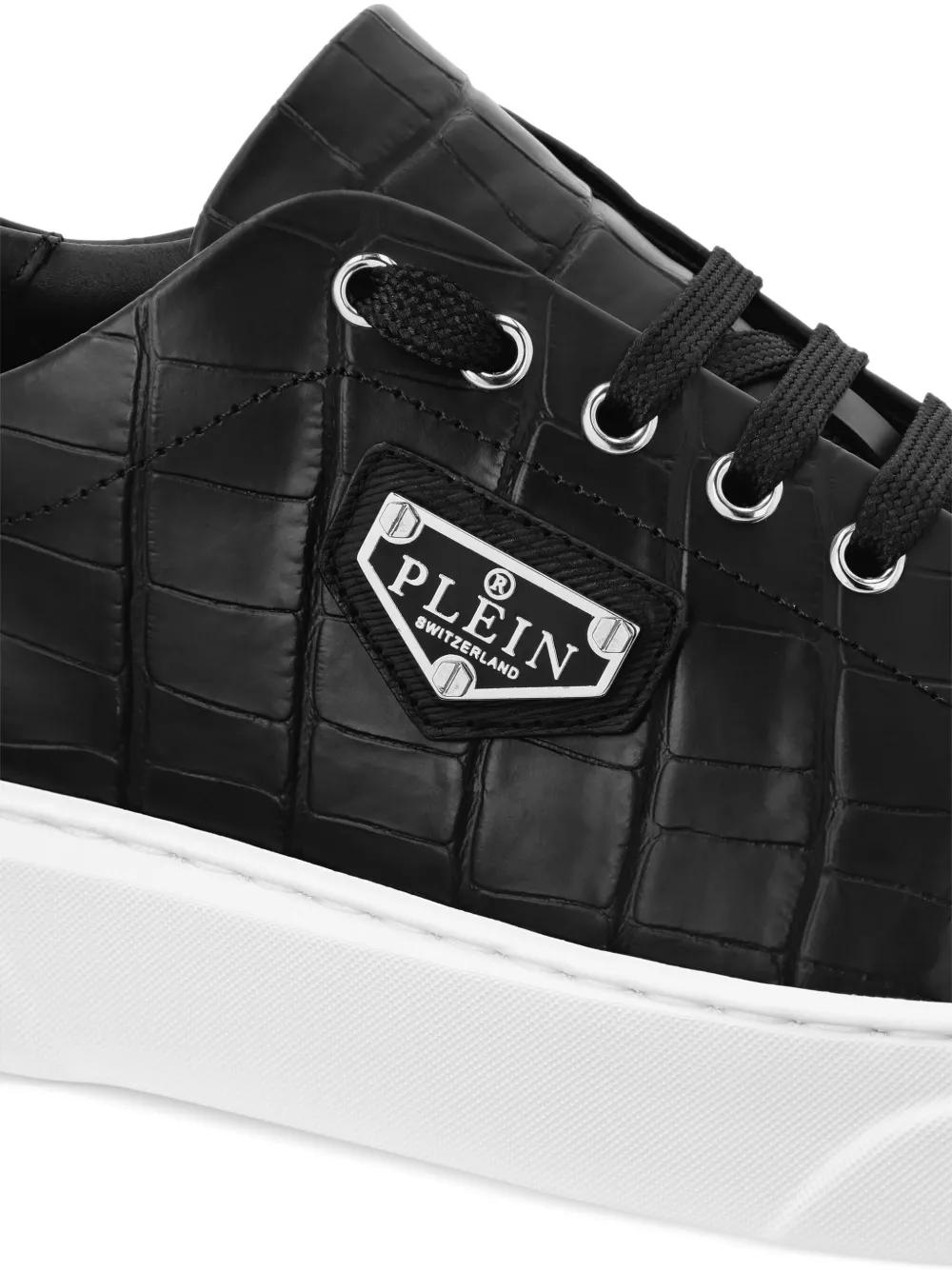 Iconic Plain-plaque croc-effect sneakers Product Image