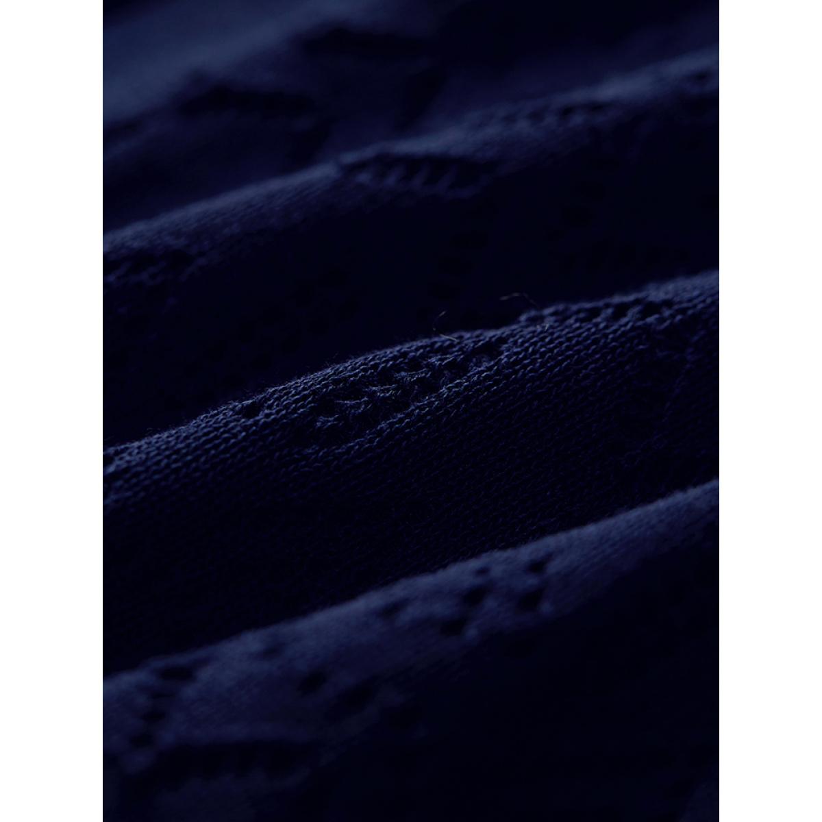 Plus Size Plain Pocket Hollow Out Button Through Cardigan Indigo Women Casual Long Sleeve Dailywear Cardigans BloomChic 30/6X Product Image