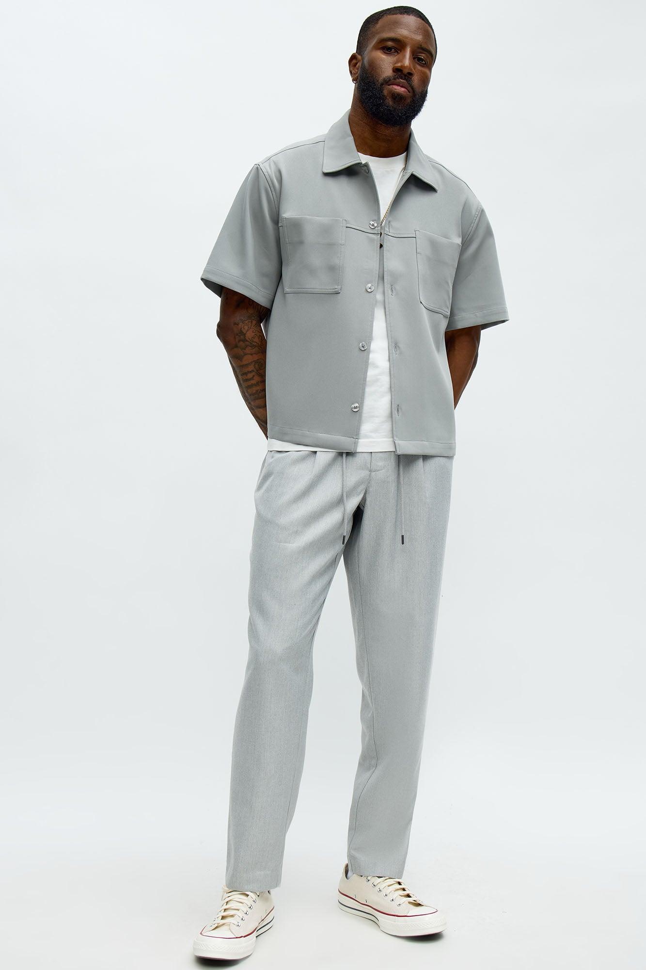 Slim Modern Stretch-Waist Everyday Trouser - Light Grey Male Product Image
