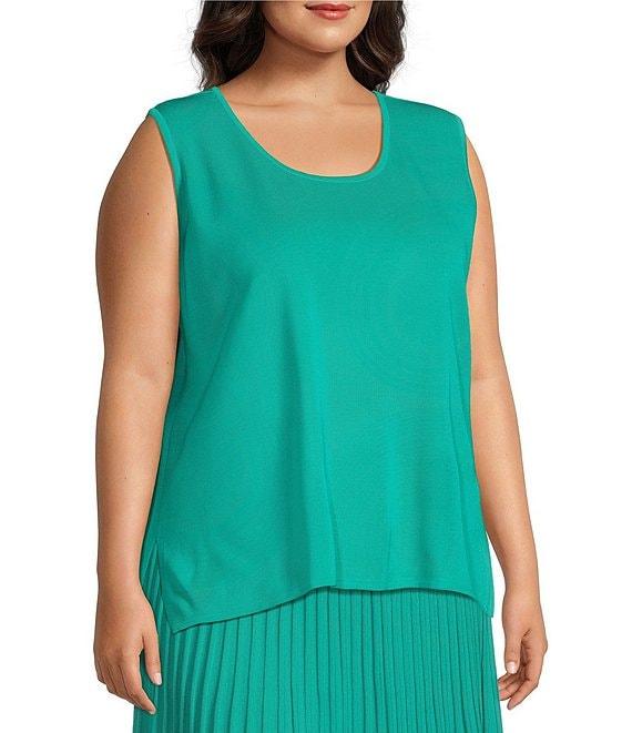 Ming Wang Plus Knit Scoop Neck Sleeveless Tank Product Image