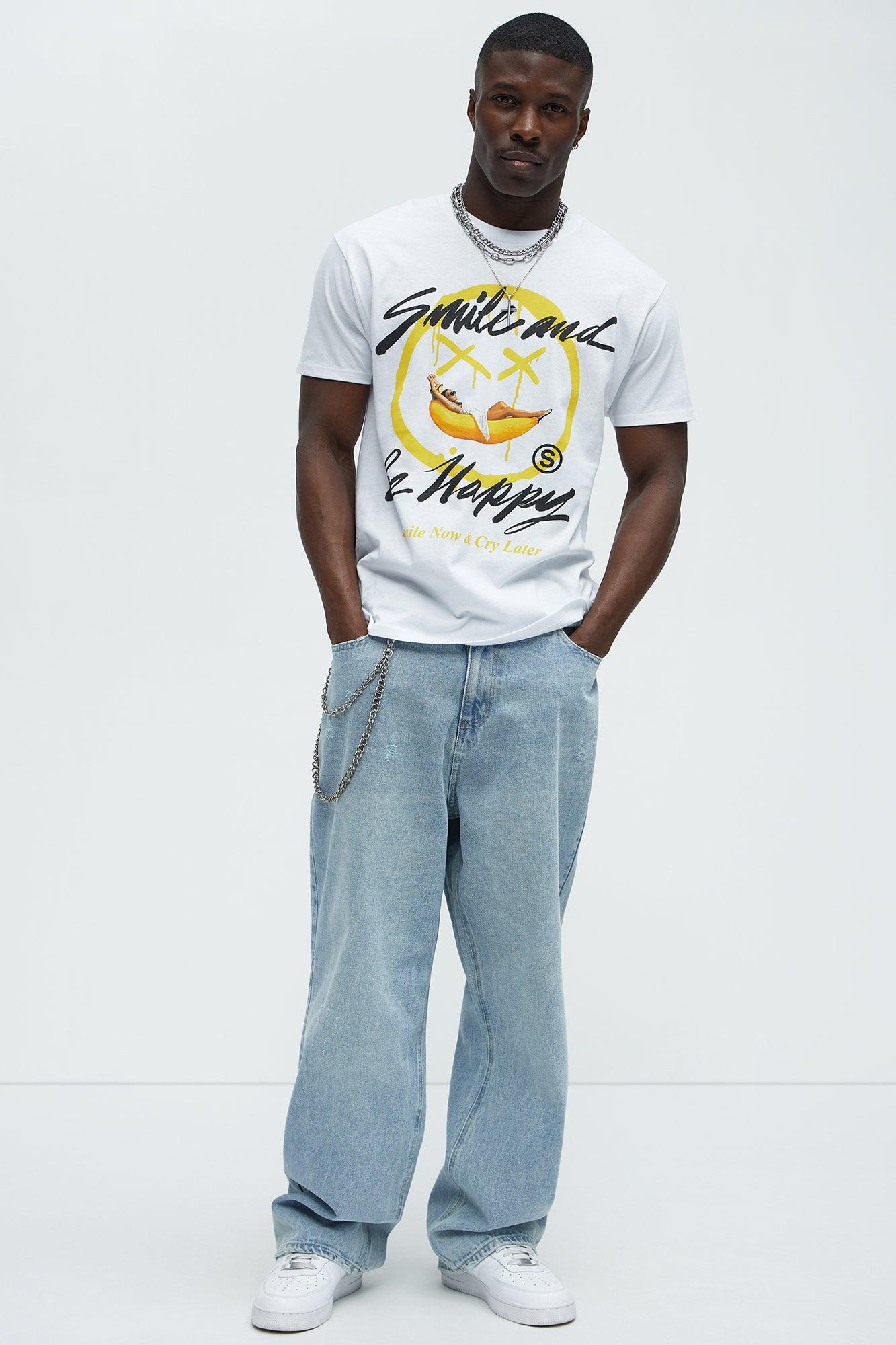 Smile And Be Happy Short Sleeve Tee - White Product Image