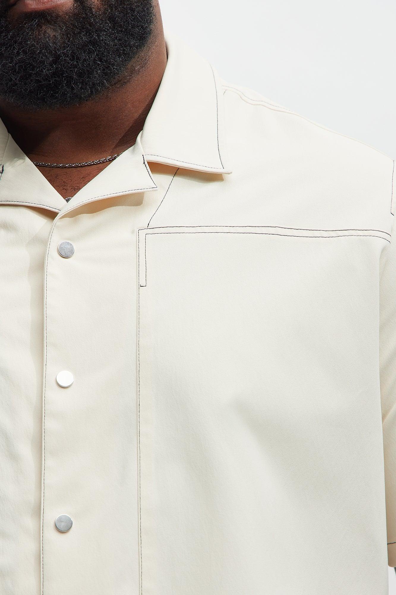 Hudson Contrast Stitching Shirt - Cream Product Image