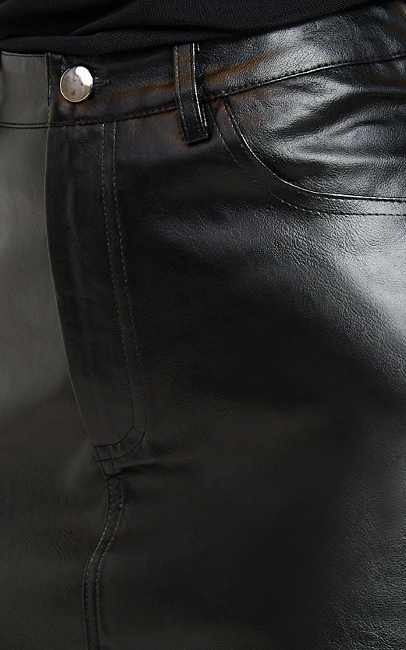 Stormi Mini Skirt - High Waist Faux Leather Skirt in Black Product Image