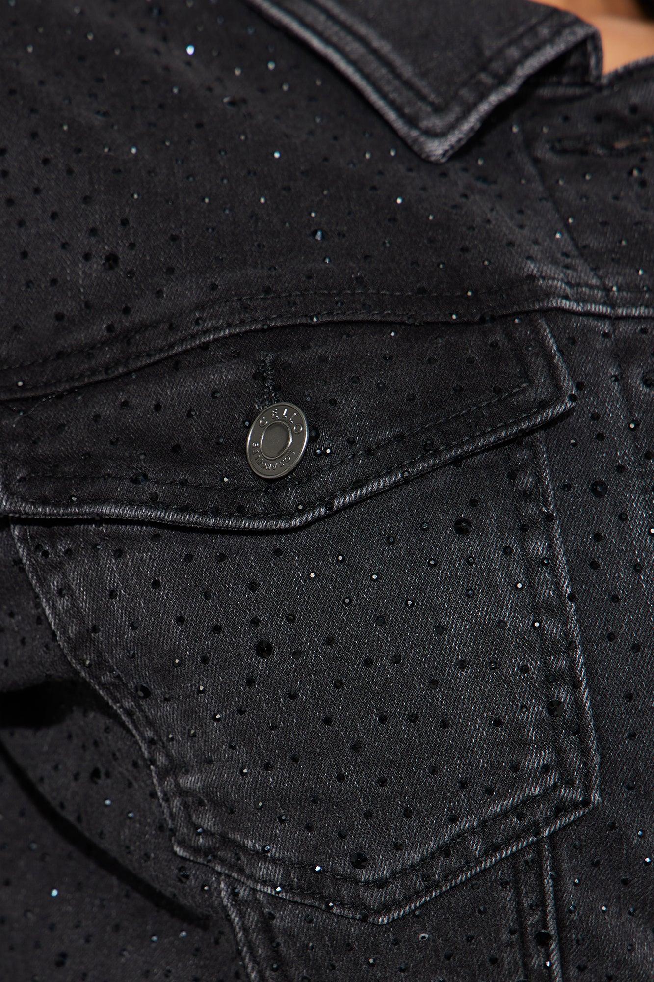 Spread The Sparkle Denim Jacket - Black Wash Product Image