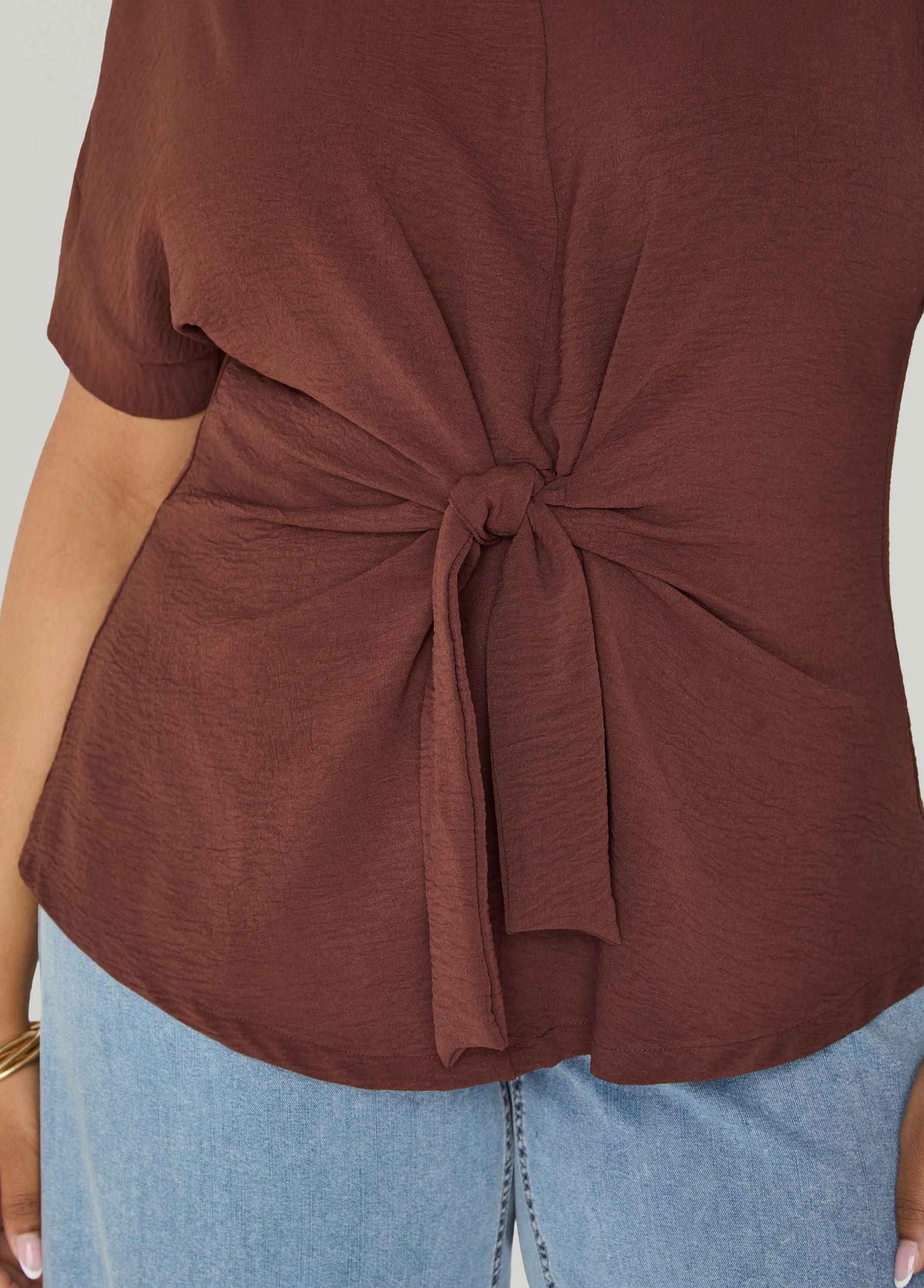 Tie Front V Neck Top Product Image
