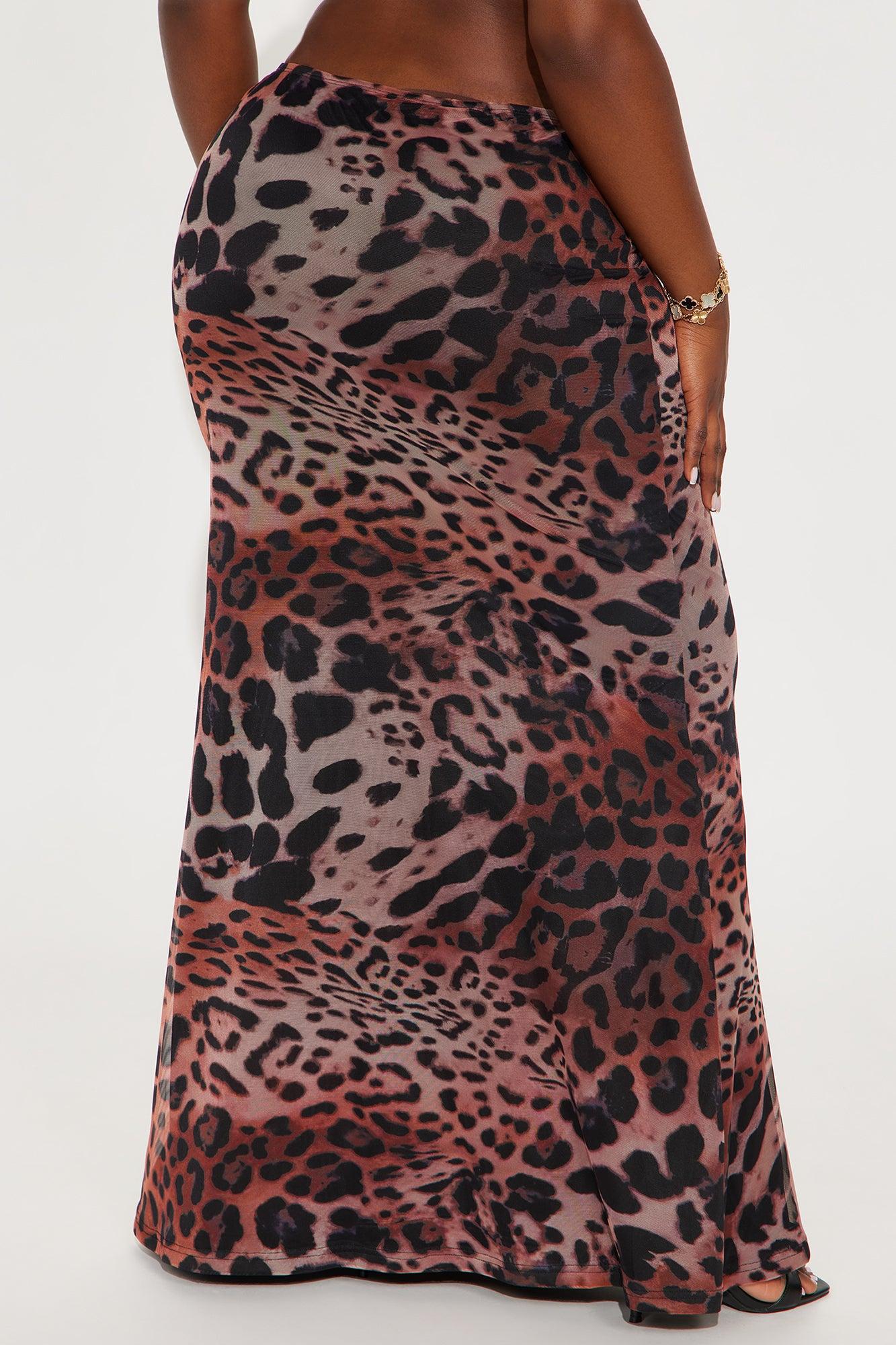 She's Been Spotted Leopard Mesh Maxi Skirt - Brown/combo Female Product Image