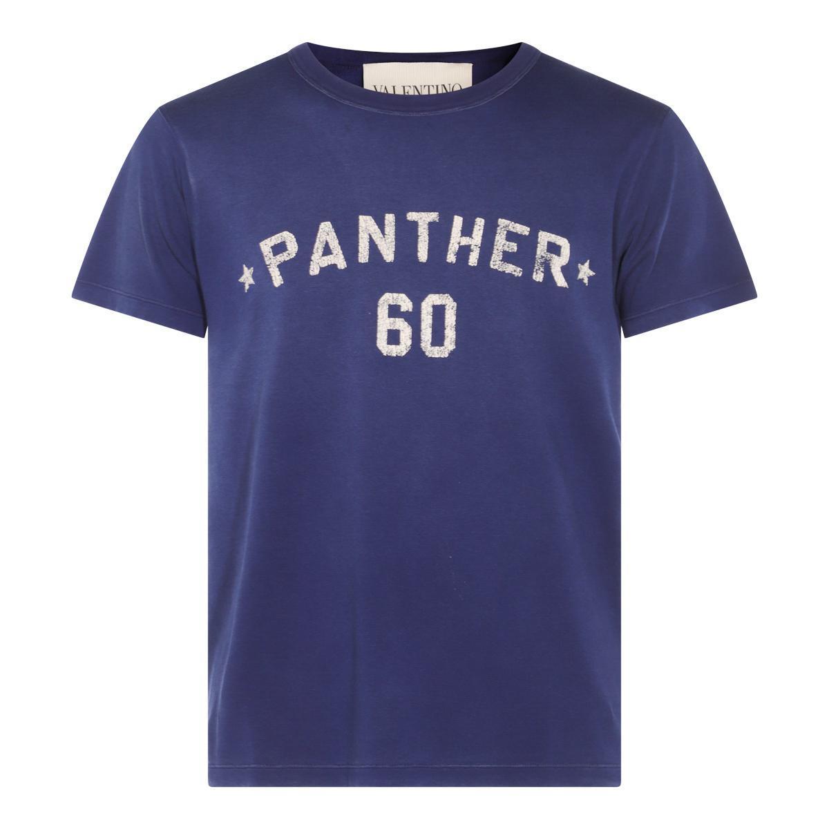 VALENTINO Garavani Navy Cotton T-shirt In Blue Product Image