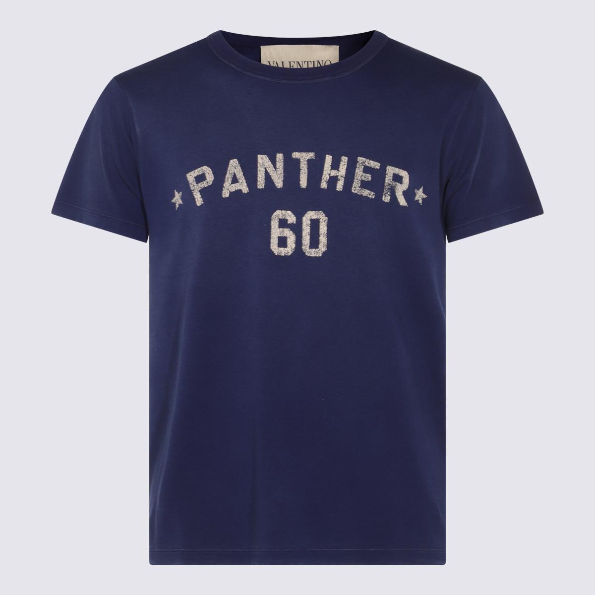 VALENTINO Garavani Navy Cotton T-shirt In Blue Product Image