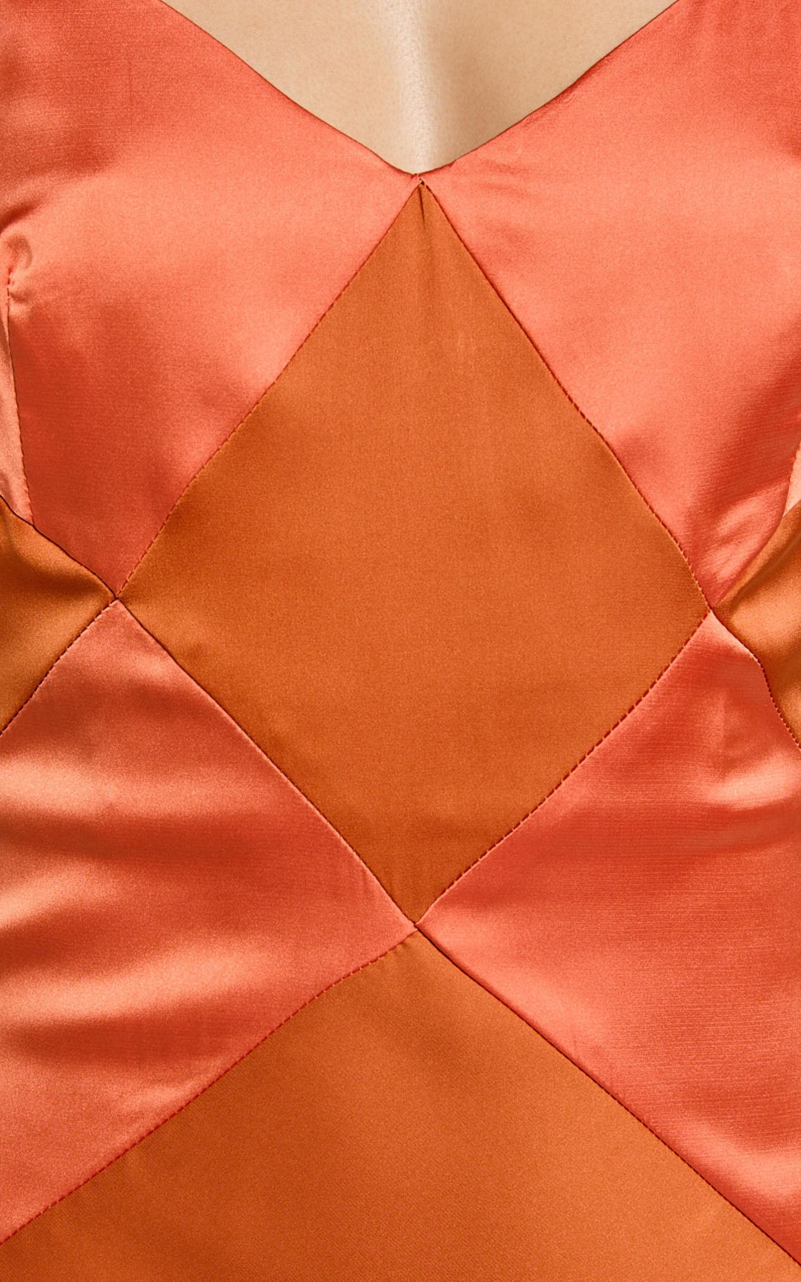 Amira Midi Dress - V Neck Sleeveless Slip Dress in Orange Product Image