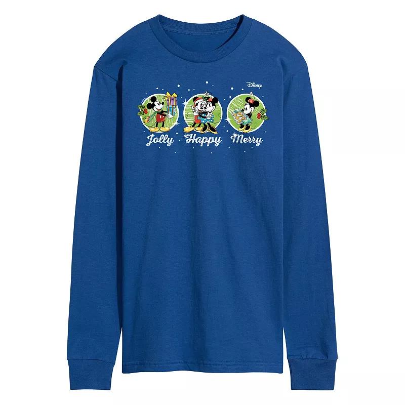 Disney's Mickey & Minnie Mouse Men's Jolly Happy Merry Long Sleeve Graphic Tee,  Product Image