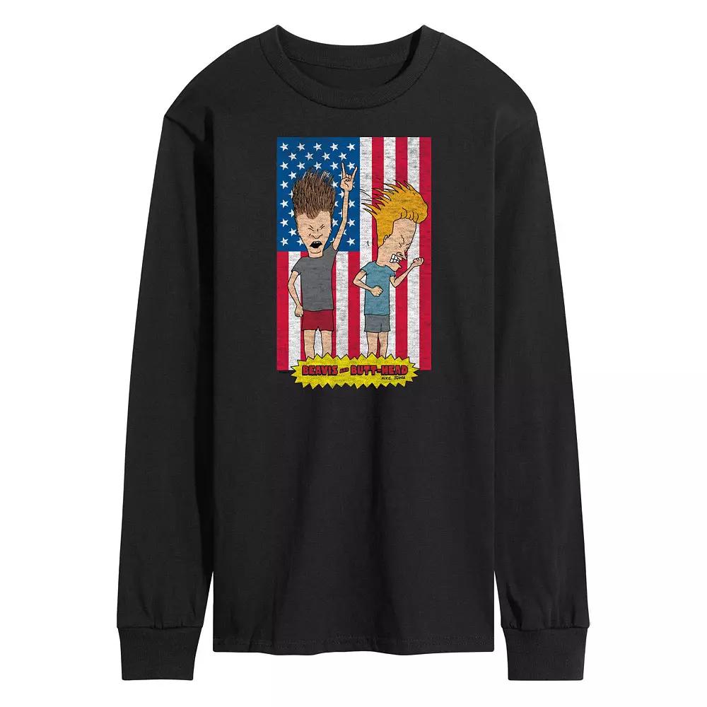 Men's Beavis And Butthead Americana Long Sleeve Tee,  Product Image