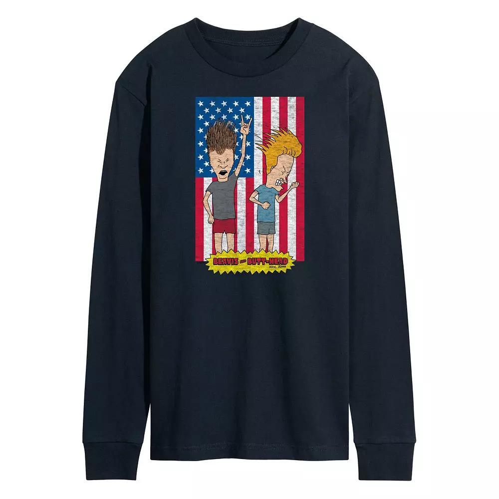 Men's Beavis And Butthead Americana Long Sleeve Tee,  Product Image