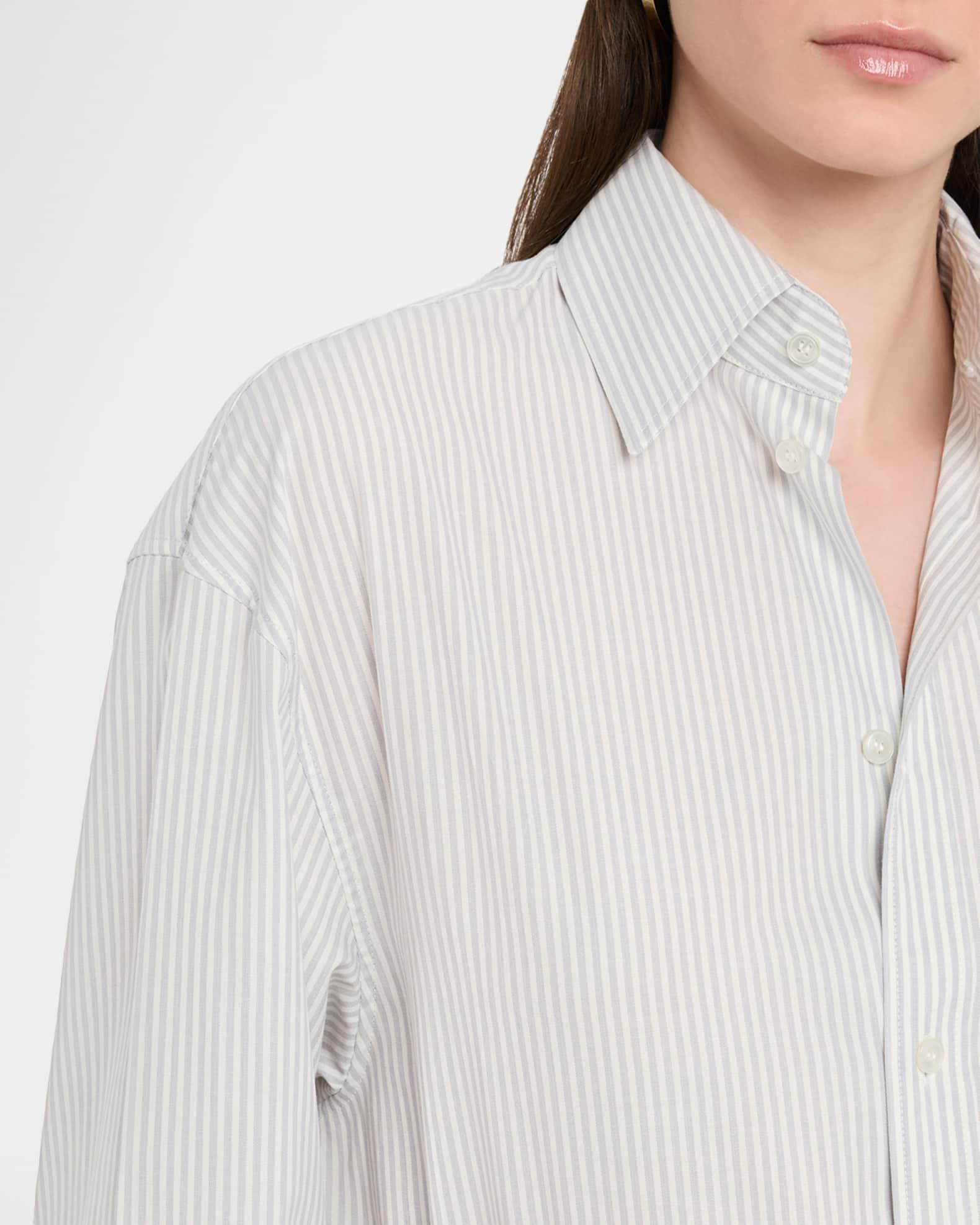 Long-Sleeve Collared Button-Down Blouse Product Image