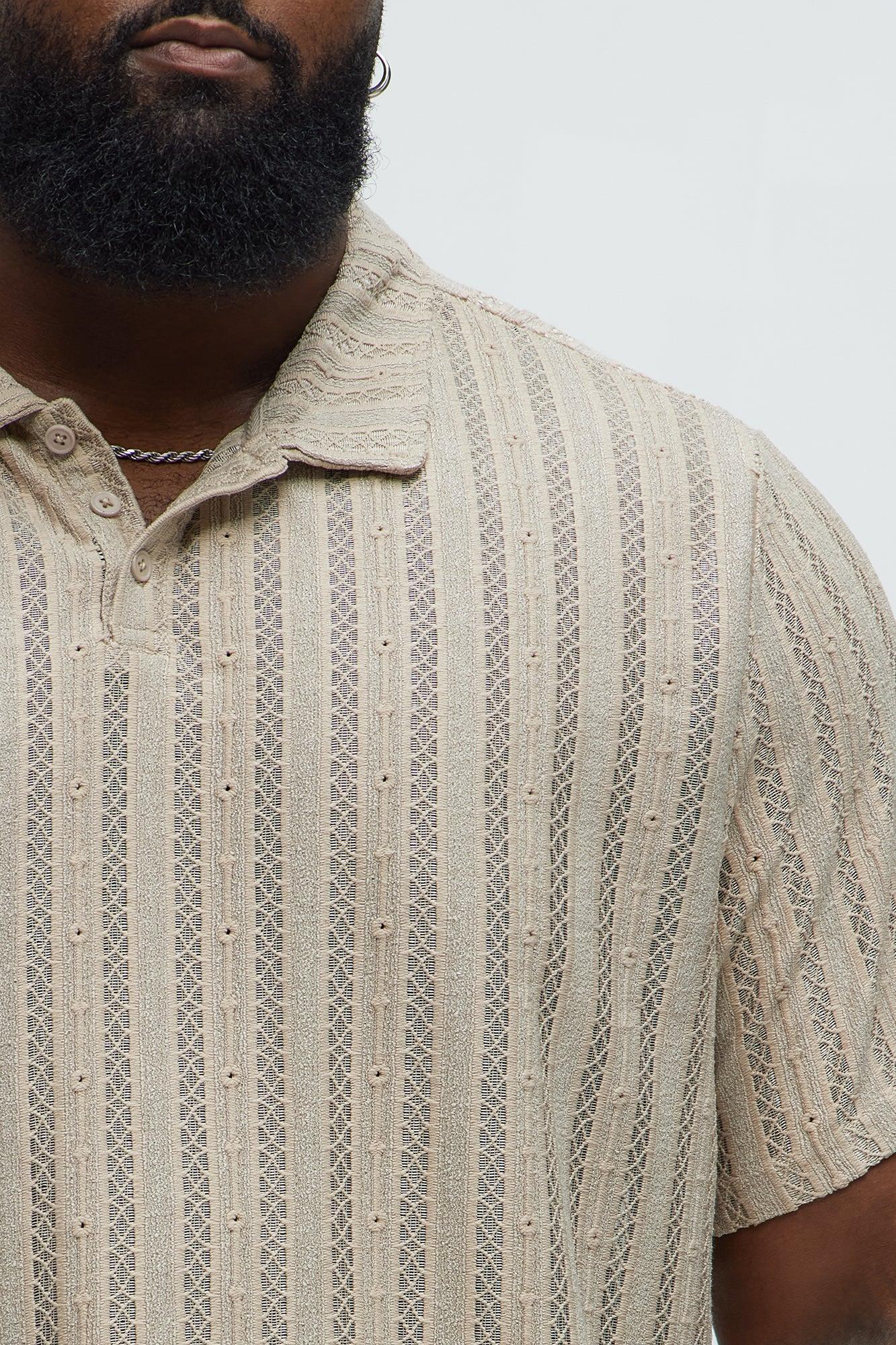 Dudley Open Knit Polo Shirt - Tan Product Image