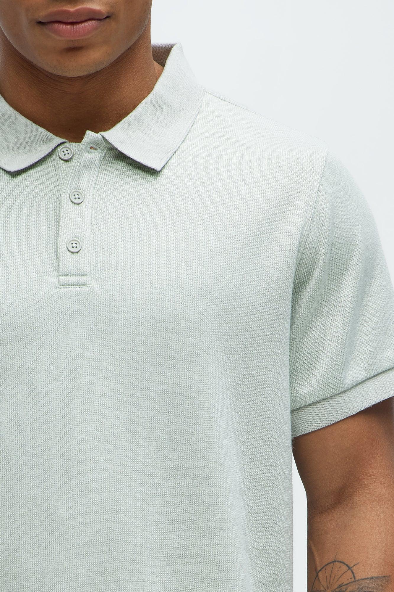 Subtle Stripes Textured Polo - Sage Product Image