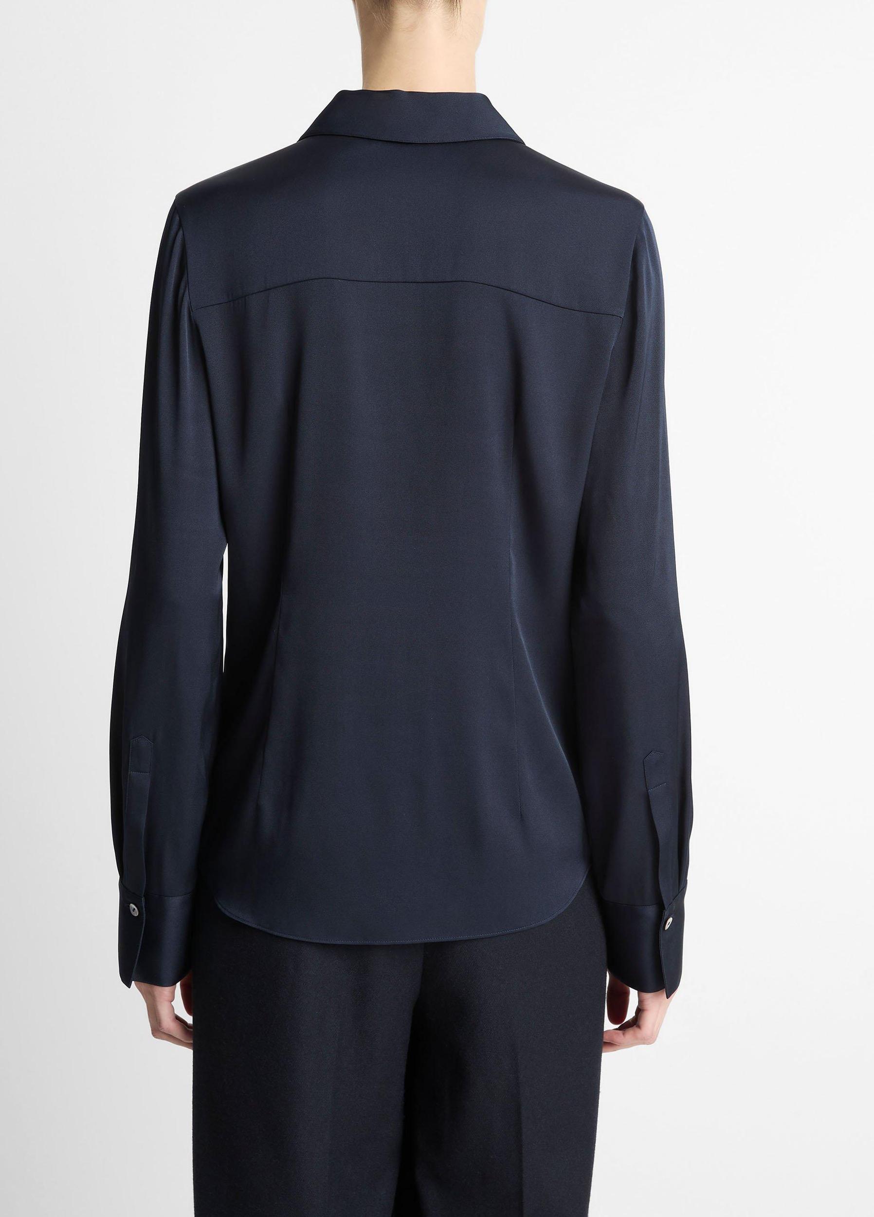 Silk-Blend Slim Button-Front Blouse Product Image