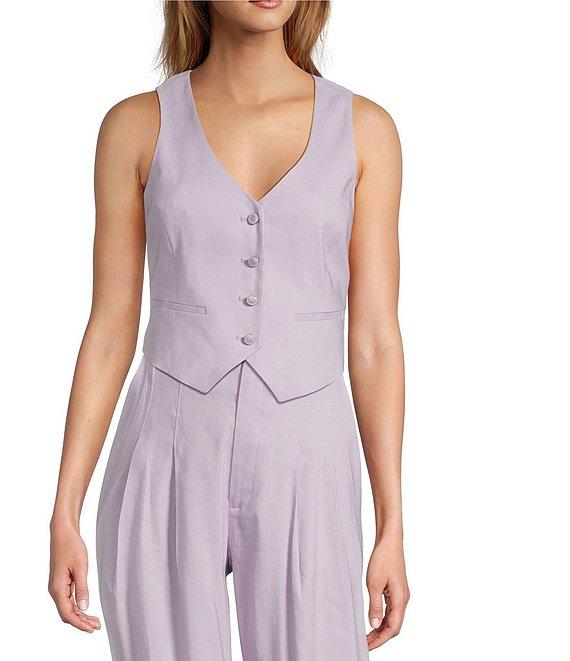 Antonio Melani Coordinating Melinda V-Neck Linen Blend Vest Product Image