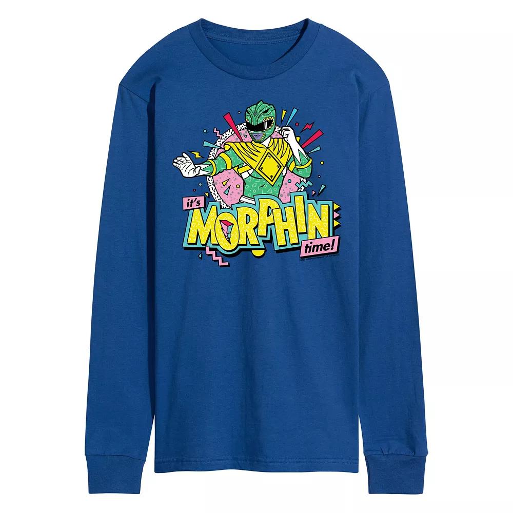 Men's Power Rangers Morphin Green Long Sleeve Graphic Tee,  Product Image