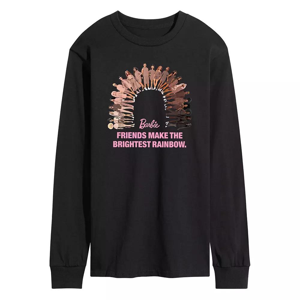 Men's Barbie® Friends Make the Brightest Rainbow Long Sleeve Graphic Tee,  Product Image