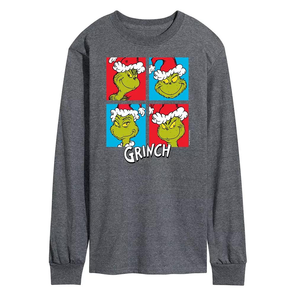 Men's Dr. Seuss Grinch Grid Long Sleeve Tee,  Product Image