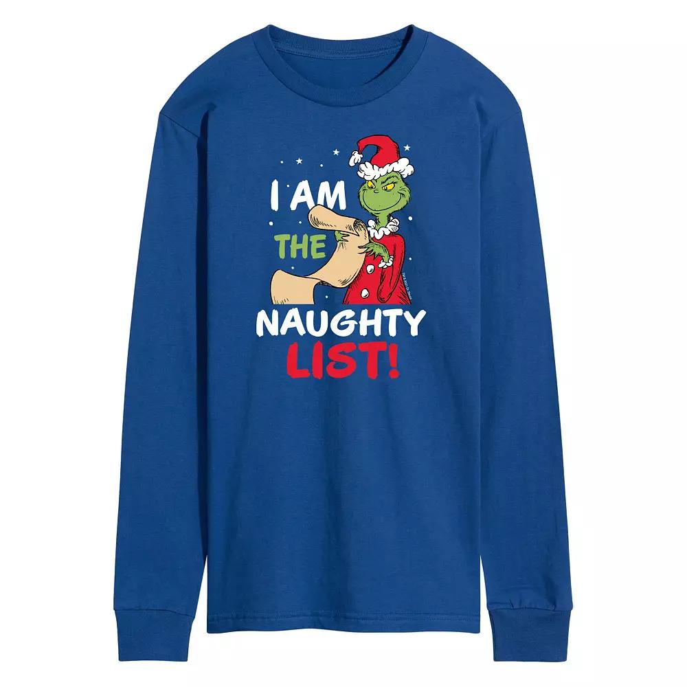 Men's Dr. Seuss Grinch I Am The Naughty List Long Sleeve Tee,  Product Image