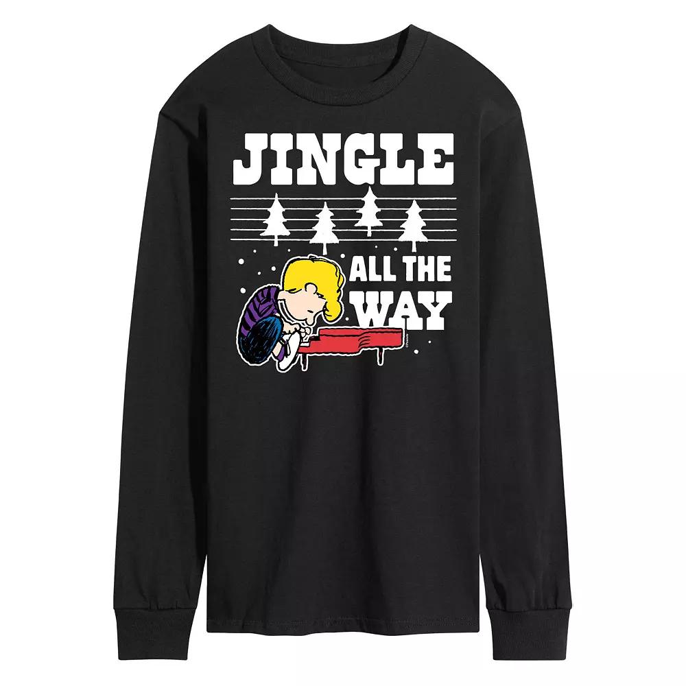 Men's Peanuts Jingle All The Way Piano Long Sleeve Tee,  Product Image