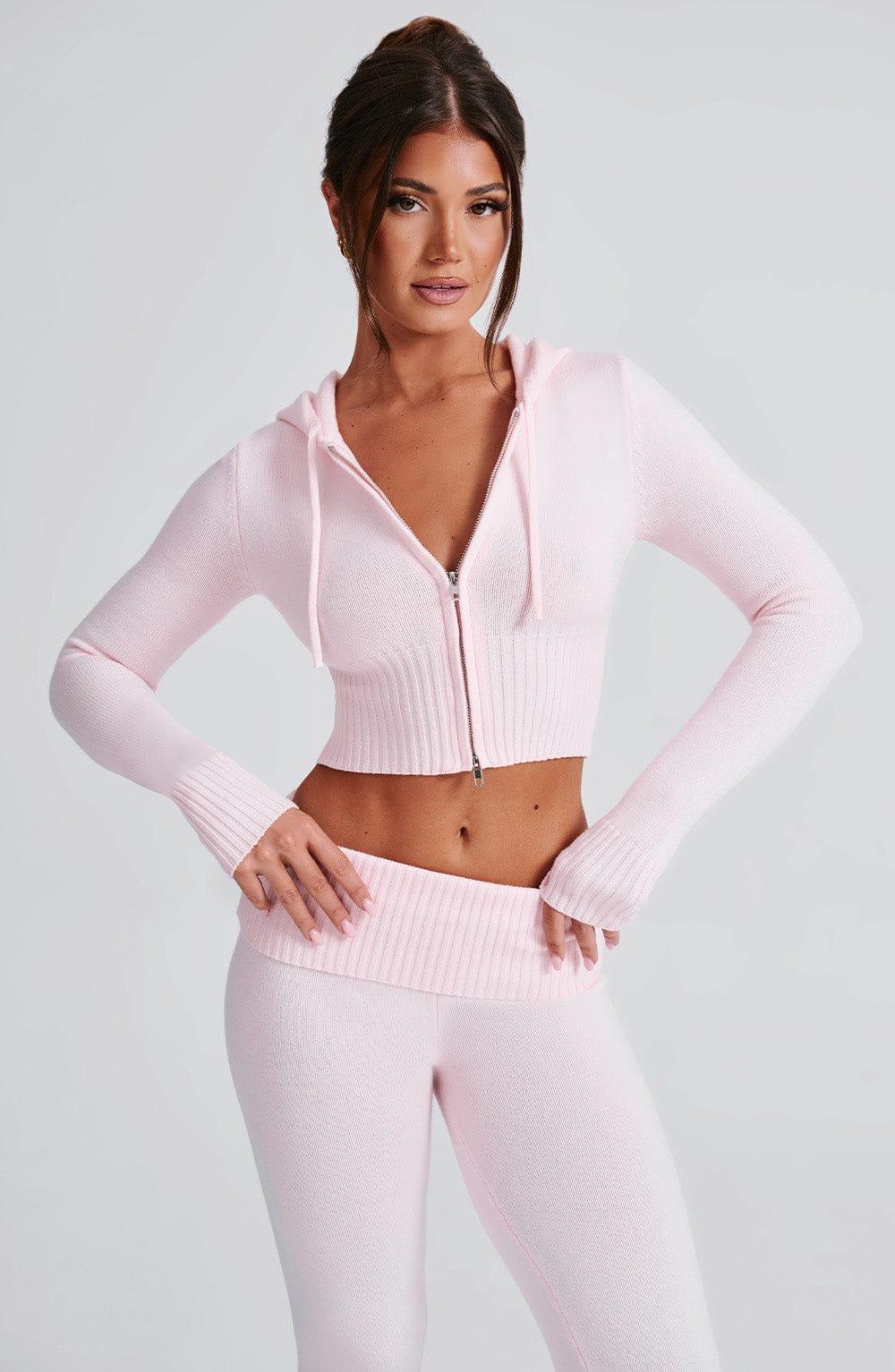 Portia Knit Hoodie - Pink Product Image
