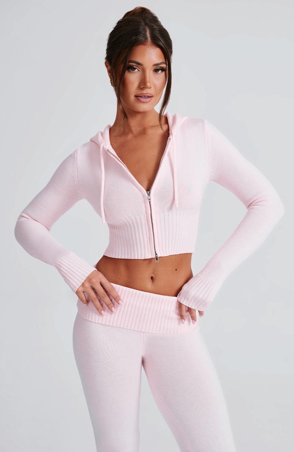 Portia Knit Hoodie - Pink Product Image