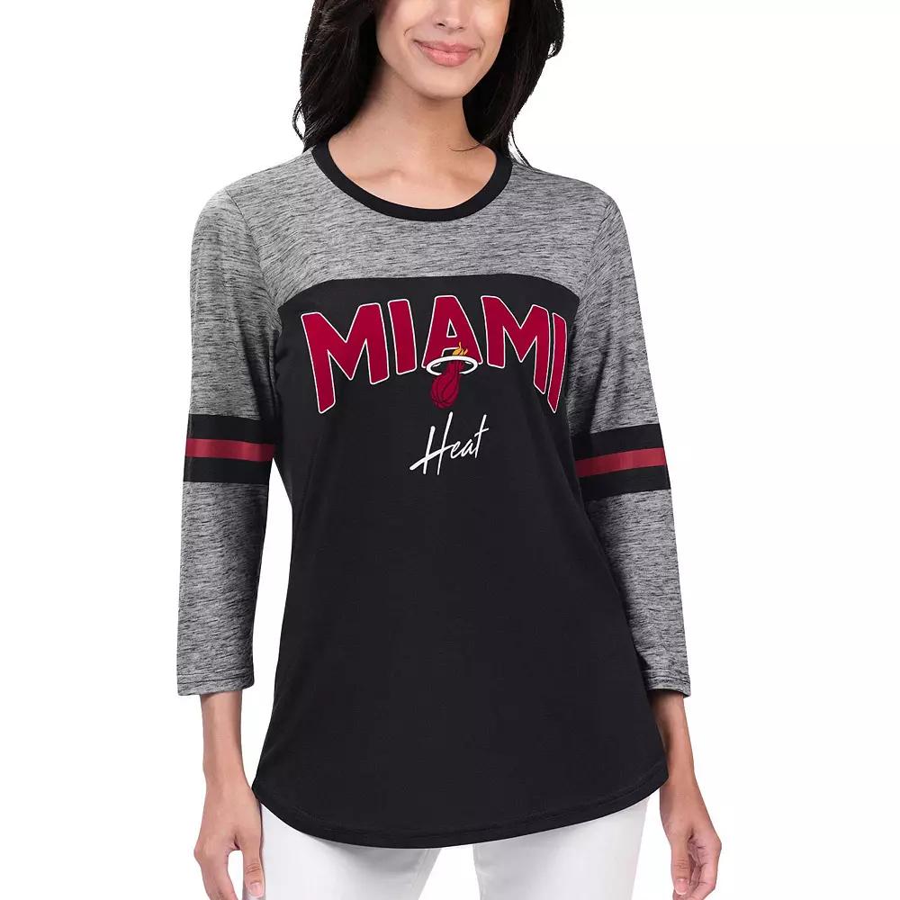 Women's G-III 4Her by Carl Banks Black Miami Heat Play the Game Three-Quarter Sleeve T-Shirt, Size: XL Product Image