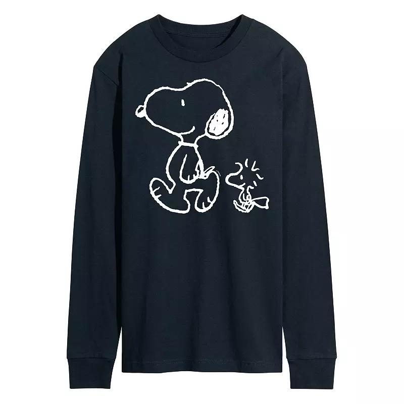 Men's Peanuts Snoopy Woodstock Walk Long Sleeve Tee,  Product Image