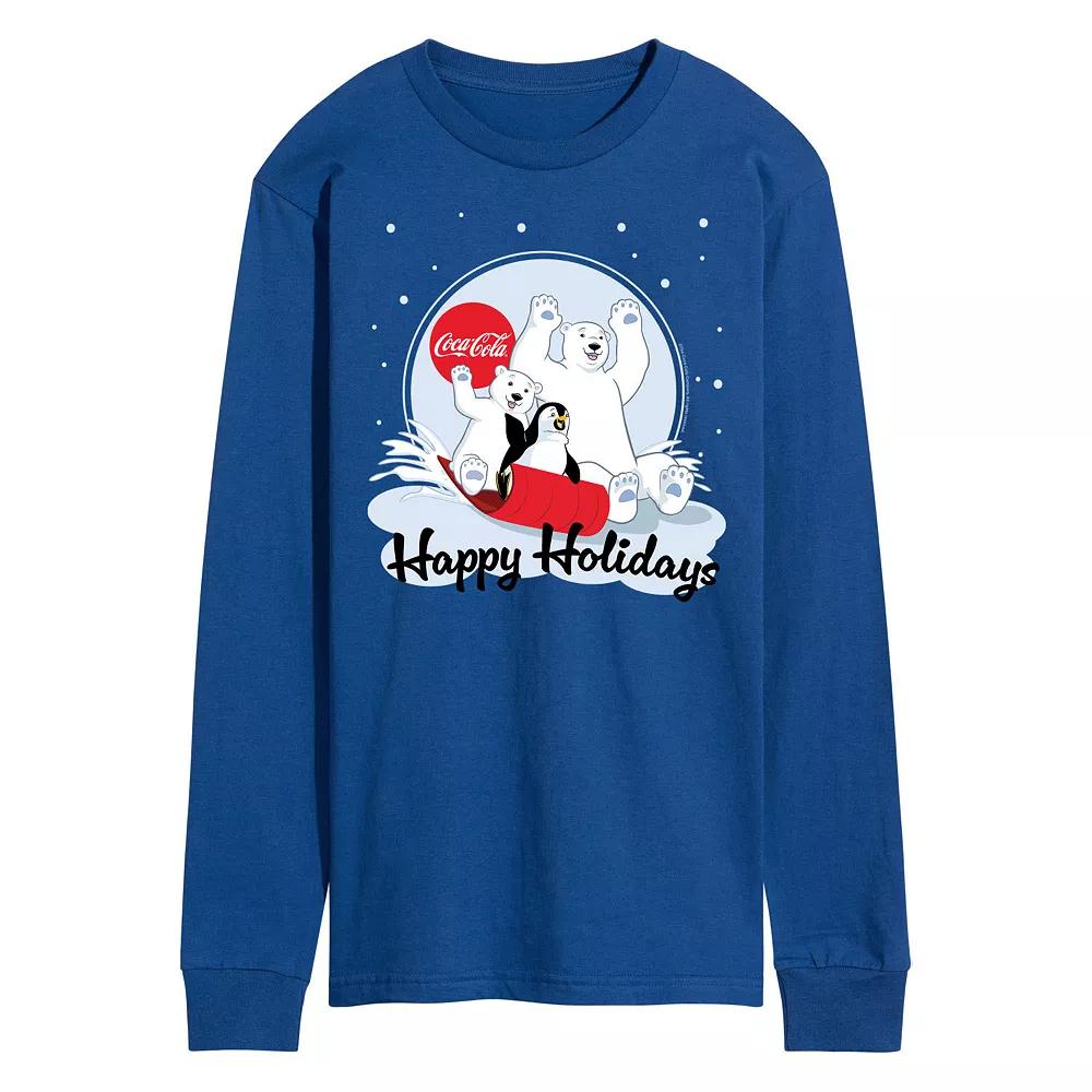 Men's CocaCola Happy Holiday Sled Long Sleeve Graphic Tee,  Product Image