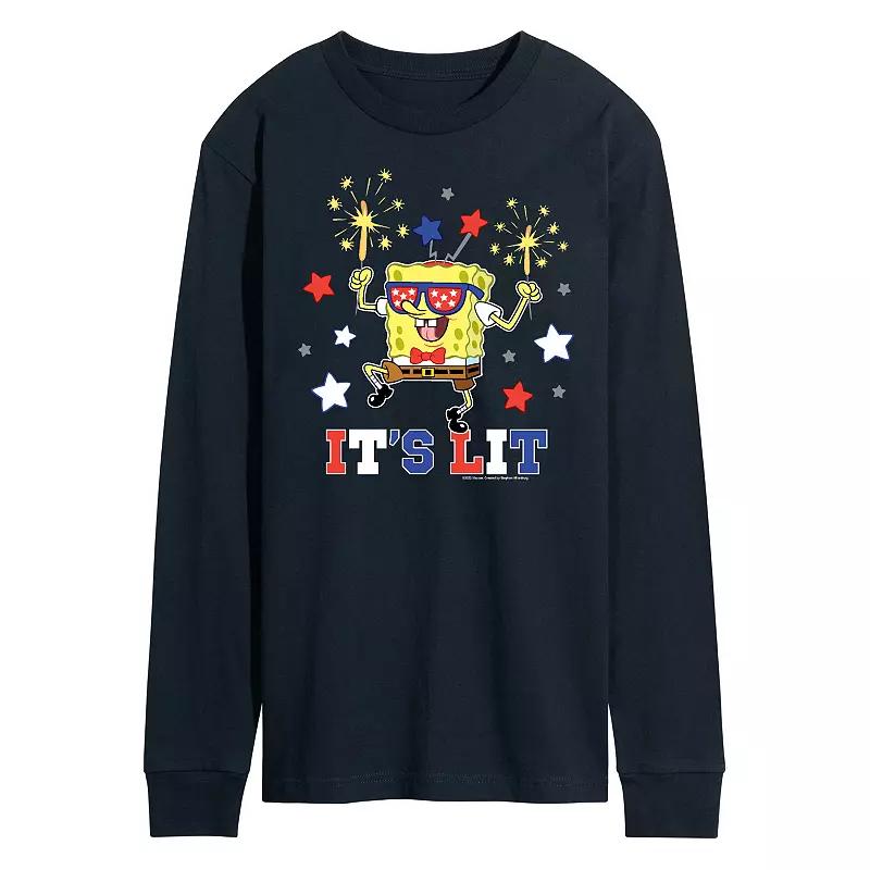 Men's Nickelodeon SpongeBob SquarePants It's Lit Long Sleeve Graphic Tee,  Product Image