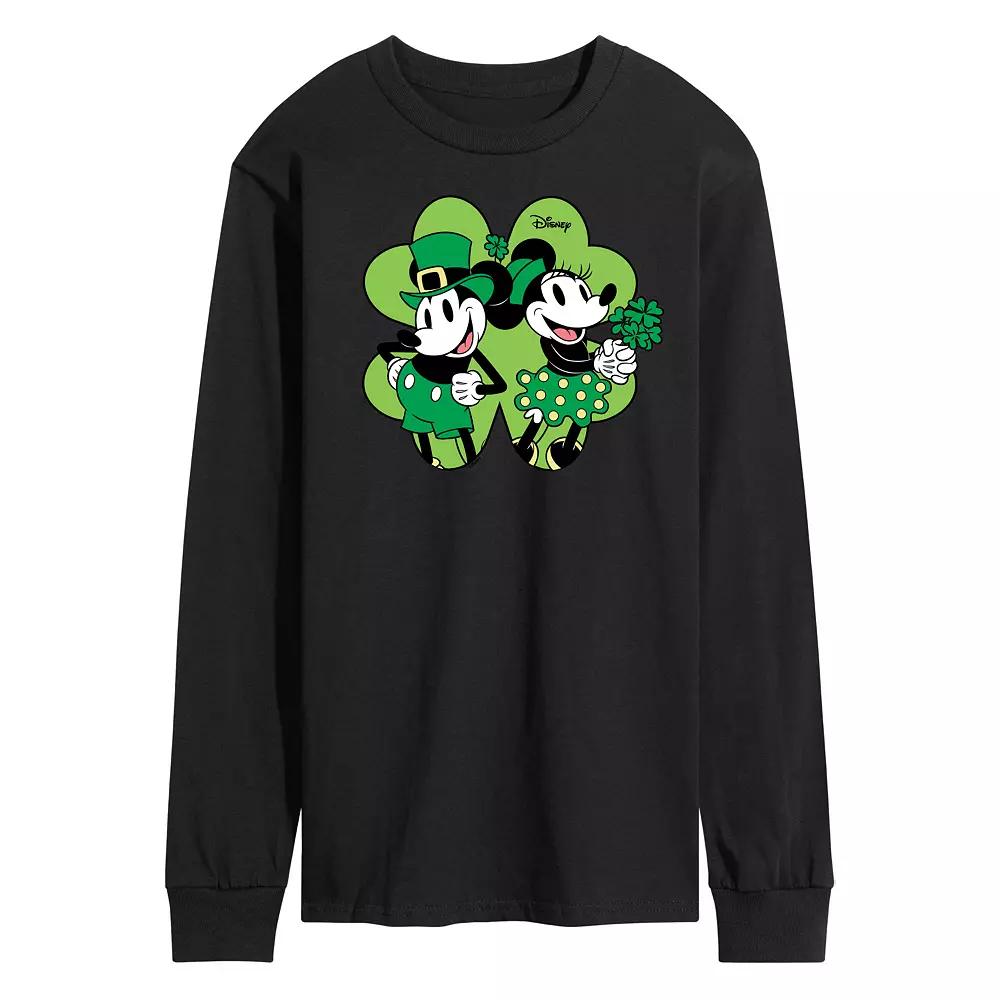 Disney's Mickey & Minnie Mouse Men's Shamrock Long Sleeve Graphic Tee,  Product Image
