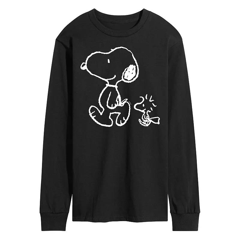 Men's Peanuts Snoopy Woodstock Walk Long Sleeve Tee,  Product Image