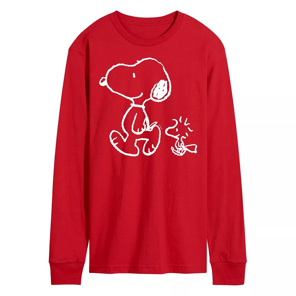 Men's Peanuts Snoopy Woodstock Walk Long Sleeve Tee,  Product Image