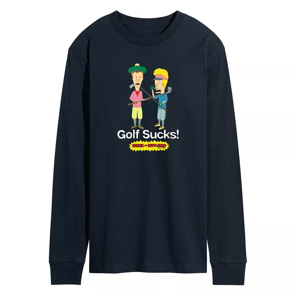 Men's Beavis & Butthead Golf Sucks Long Sleeve Graphic Tee,  Product Image