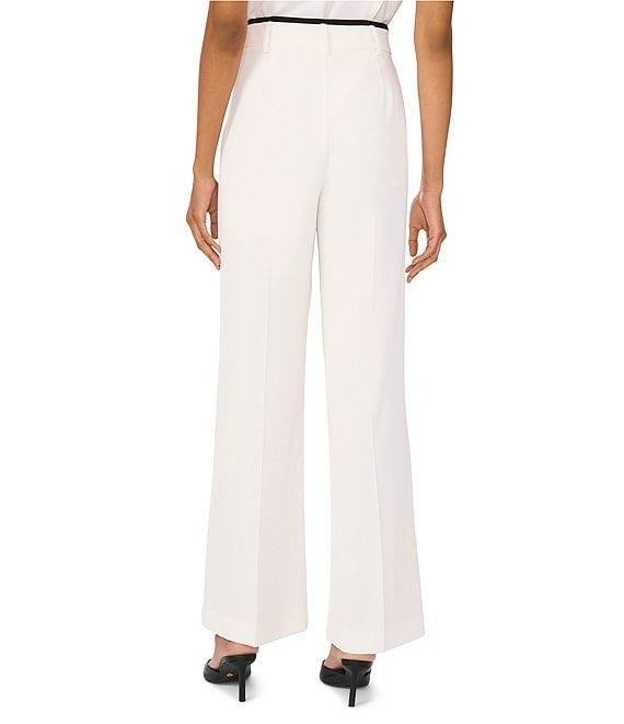 Vince Camuto Stretch Twill Wide-Leg Contrast Waistband Pleated Pants Product Image