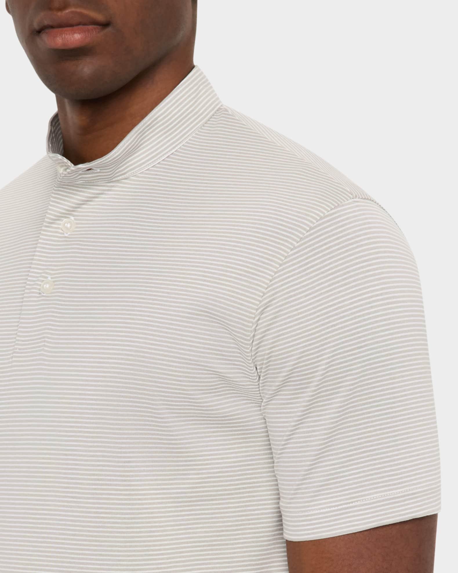 Men's Cotton Stripe Nehru-Collar Polo Shirt Product Image