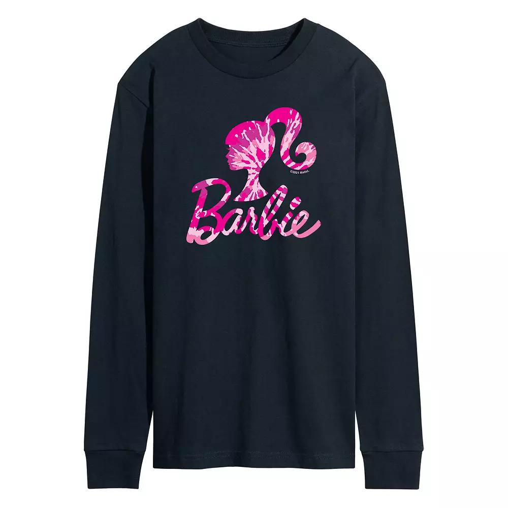 Men's Barbie® Tie Dye Silhouette Logo Long Sleeve Graphic Tee,  Product Image