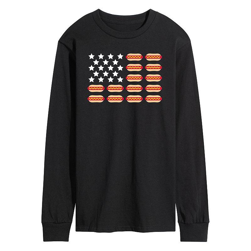 Mens Hot Dog Flag Long Sleeve Graphic Tee Product Image