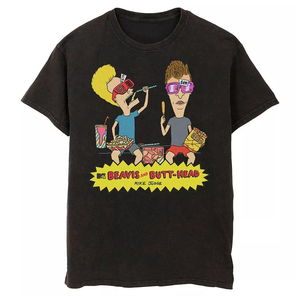Men's Beavis And Butt-Head Snack Time Wash Graphic Tee,  Product Image