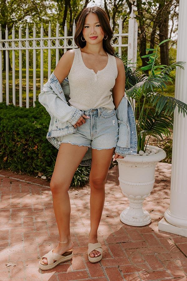 Coastal Brunch Linen-Blend Henley Top in Oatmeal Product Image