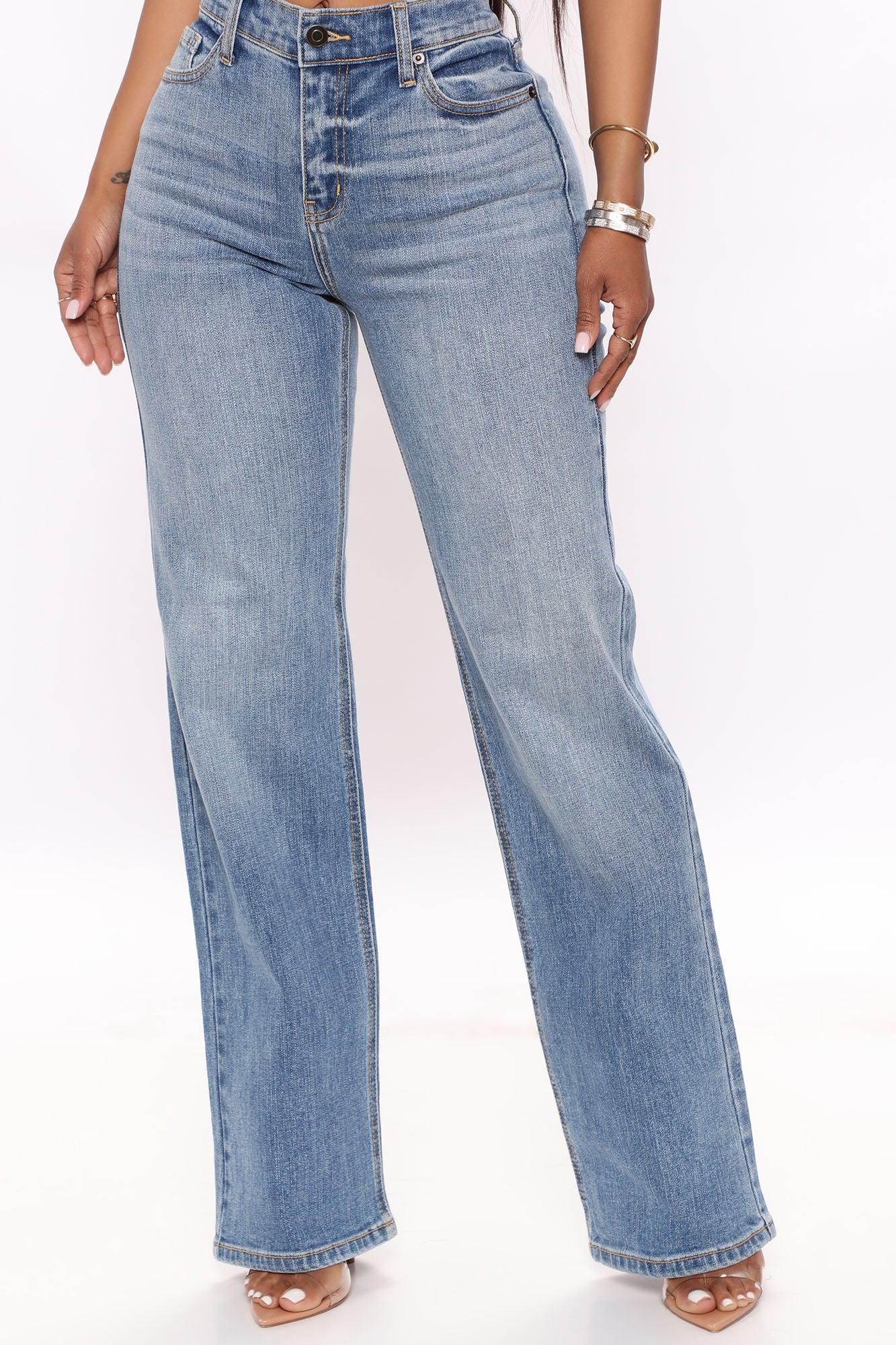 Be Authentic Slouchy Stretch Straight Leg Jeans - Medium Blue Wash Product Image