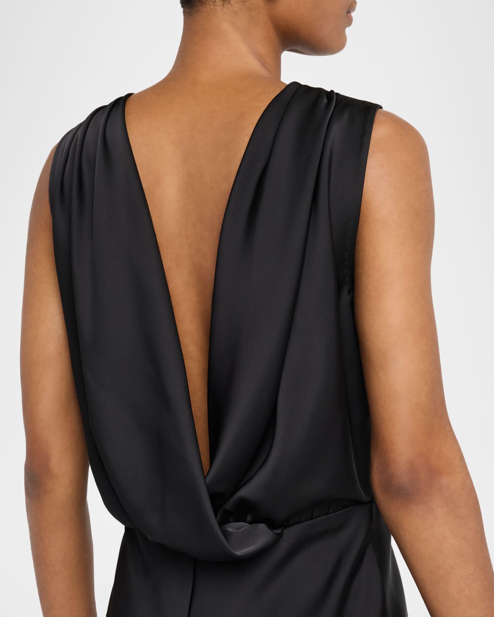 Aubrie Draped Cowl-Neck Satin Midi Dress Product Image