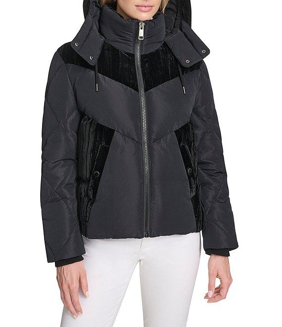 Andrew Marc Sport Tayte Mixed Media Hooded Faux Down Puffer Jacket Product Image
