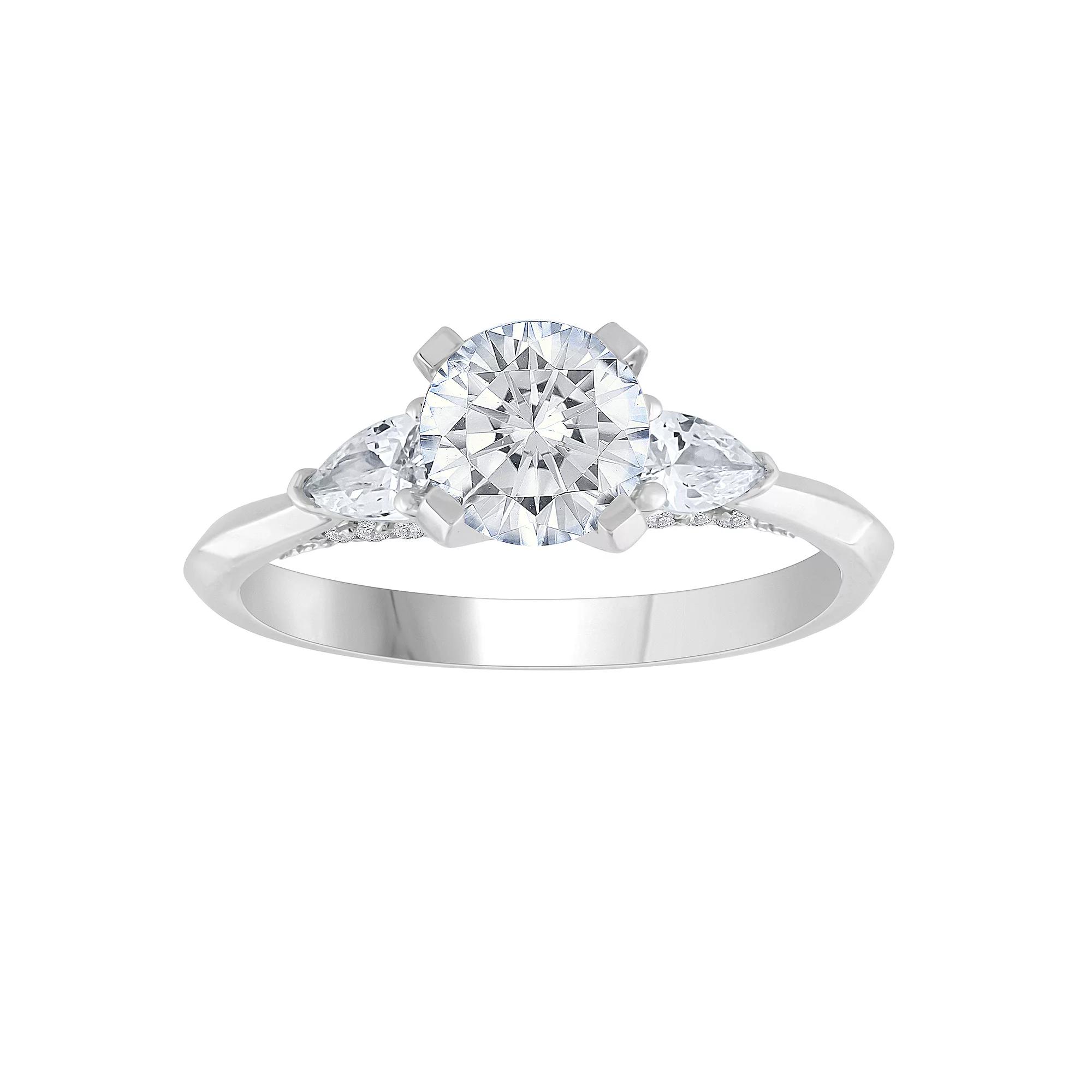 Galaxie Solaire 14k White Gold 1 3/5 Carat T.W. Lab-Grown Diamond 3-Stone Ring, Women's, 14k Whgold Product Image